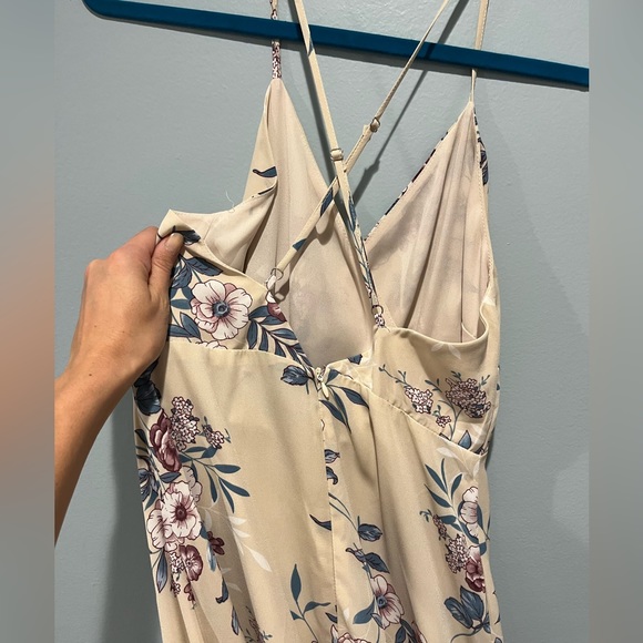 Lulus Lily Beige Floral Print High-Low Maxi Dress - Picture 4 of 5